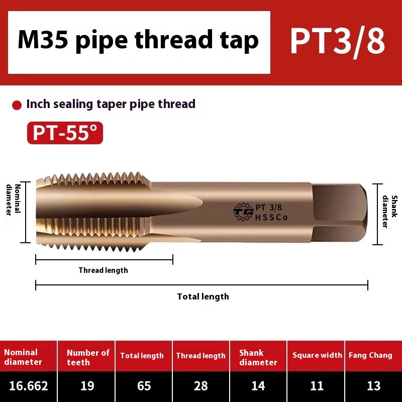 1092-Pipe Thread Tap Cobalt Water Pipe Thread Tap Cylindrical Cone Column G1/4 Thread 1/2 min npt Inch Tap Shandong Denso Pricision Tools Co.,Ltd.